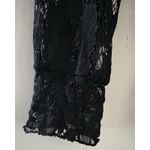 Oserjep Women’s Black Pleated Long Sleeve High Neck Lace Blouse Size S Photo 7