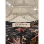 Free People  Dreamed Of You Shirt Womens Large Black Floral Ruched Boho Top Photo 2