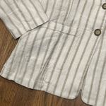 Garnet Hill  Striped Linen Blazer Womens Medium Tan White Coastal Lightweight Photo 5