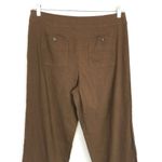 J Jill Brown Linen Stretch Cropped Pants 10 Button Front Casual Relaxed Fit Photo 3