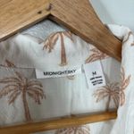 Midnight sky  Tan/White Tropical Palm Tree Print Cropped Button Down Top Size M Photo 3
