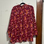Joan Rivers  burgundy floral button down shirt size 2X Photo 3