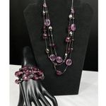 Ny Collection NY Collections SKU 037 purple pink beaded necklace matching Bracelet Photo 0