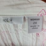 Apt. 9  2X White Pink Embroidered Cotton Dandilion Top Plus Photo 4