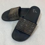 Report black rhinestone studded slides ladies 6.5 rubber sole slip on sandal Photo 7