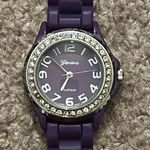 Geneva Platinum women’s vintage purple/silver crystal‎ adjustable rubber watch Purple Photo 0