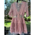 Free People New Size L Lala Lace Mini Dress $128 Pink Sexy Boho Chic Festival Photo 15