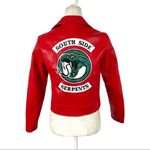 Riverdale Moto Cropped Costume Biker Faux Leather Jacket Red Cheryl Blossom S Photo 8