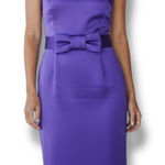 NWT NUE by Shani Size 8 Purple Satin Sheath Dress Built Photo 0