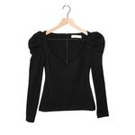 Amanda Uprichard black cinderella puff sleeve princess sweetheart long sleeve top blouse Photo 4