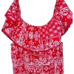 Faded Glory  Women Large Eyelet Bandana Patchwork Paisley Off The Shoulder Rodeo Photo 3