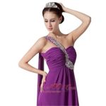 Prom Formal Dress Purple One Shoulder Long Embellished Beaded Cocktail Size S Photo 11