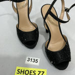Thalia Sodi Womans Bridget Size 7.5 M Peep Toe Black Sequin Platform Sandals Photo 0