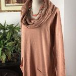 Soho  Womens Cowl Neck Peach Knit Sweater Sz Large Tunic Long Sleeve Pullover Photo 5