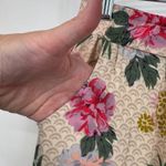 World Market Lounge Pants Womens S/M Tan Pink Coquette Romantic Tropical Floral Size M Photo 4