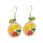 Citrus Slice Earrings with Gold Accents Green Photo 0