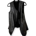 Rock & Republic  Black Faux Leather Vest Open Front Sherpa Lined Women's Size XS Photo 2