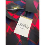 Bob Mackie NWT  Red Geometric Long Sleeve Button-Down Top Size XL Photo 3