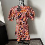 ALC Frank A.L.C. Carey Cotton Mini Dress Floral Colorful Designer Size 8 Orange Brown Photo 3