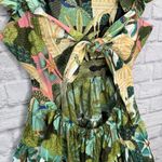 Handmade Oscilatey Caly Mini Dress Size M Tie Back Pink Bodice New Green Tropical Photo 3