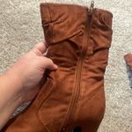 Boutique New cinnamon colored block heels faux suede tall zippered 9.5 Photo 5