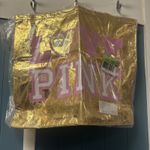 Victoria's Secret PINK Gold Tote Shopping Bag New With Tags 20" x 17" Photo 1