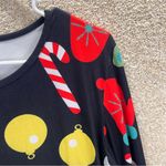 Imperfect Festive Holiday Print Dress size large long sleeved stretchy Black Photo 3