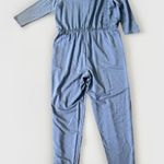 Garnet Hill  Traverse Knit Jumpsuit M Blue Comfy Casual  Coastal Lounge Boho Photo 3