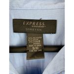 EXPRESS  Womens Stretch 3/4 Sleeve Blue Zip-Up Collared Shirt Photo 3