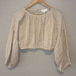 NWOT MABLE Cropped Bloused with Big Billowy Sleeves & Open Back Tan Color Size M Size M Photo 0