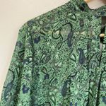 Lucky Brand Blouse 2X Green Paisley Ruffle Sleeve Boho Peasant Top Flowy Photo 4
