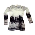 American Vintage Grunge mesh graphic New York sheer long sleeve shirt, medium/large Photo 4