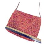 Paper Straw Colorful Crossbody bag, Pink, Orange, Tan. Snap button closure. Pink Photo 9