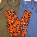 LuLaRoe  OS One Size FOX Leggings Orange Blue Black White Photo 5