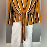 Topshop  Asymmetrical Yellow Stripes Women's Shirt (481) Photo 10