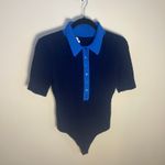 Good American  Women's Cable Polo Bodysuit Size Large Navy Photo 1