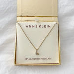 Anne Klein Y2K Dainty Gold Rhinestone ‘L’ 16” Necklace NWT Photo 1