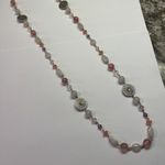 CHAPS  Pink Bead Beaded Silver Tone /  Necklace 34 Inch Length Photo 1