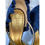 J.Crew  Navy Suede Ruffle Heels Made In Italy 8 Preppy Classy Bougie Event Date Photo 3