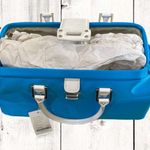 BCBGirls BCBG Girls Turquoise Blue Nylon & White Leather Buckle Handbag Satchel Y2k NWT Photo 4