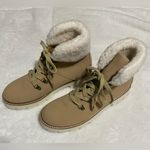 Oasis Society Kennedy In Step Lace Up Boots Faux Sherpa Faux Leather Khaki. Tan Size 9 Photo 1
