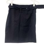 Prada  Vintage Size 40 Navy Blue Virgin Wool Belted Miniskirt Photo 0