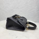 Vintage Italian Mini Black Leather Top Handle Bag Gold Buckle Made in Italy Photo 15