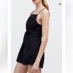 Madewell Tie Waisted Linen Blend Romper Black Size 12 Photo 2