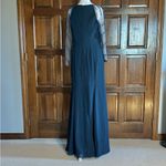 JJ's House JJ’s House Dark Navy Evening Gown Size 8 Beaded Sleeve Floor Length Formal Dress Photo 1