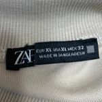 ZARA  Women's Cream Beige Knit Short Sleeve Mock Neck Shirt Sweater Top Size XL Photo 2