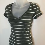 H&M Basic Olive Green Striped Short Sleeve Mini Dress Size XS Photo 2