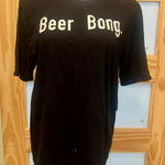 Gildan Beer Pong  Black Tee with Bold White Text Size L Photo 0