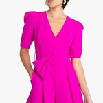 Black Halo NEW  Maricopa Puff Sleeve Belted Romper in Vibrant Pink Women's Sz 10 Photo 0