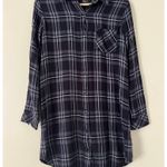 Rails Bianca Flannel Shirt Dress Women's Buttondown Small Grey Black Plaid Cozy Photo 1